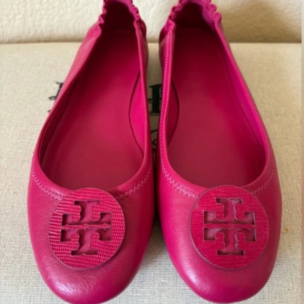 Tory Burch Bright Azalea Minnie Travel Ballet Flat